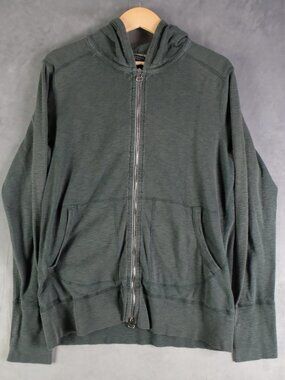 Wing Horns Hoodie Mens Large Green Full Zip Lightweight Stretch